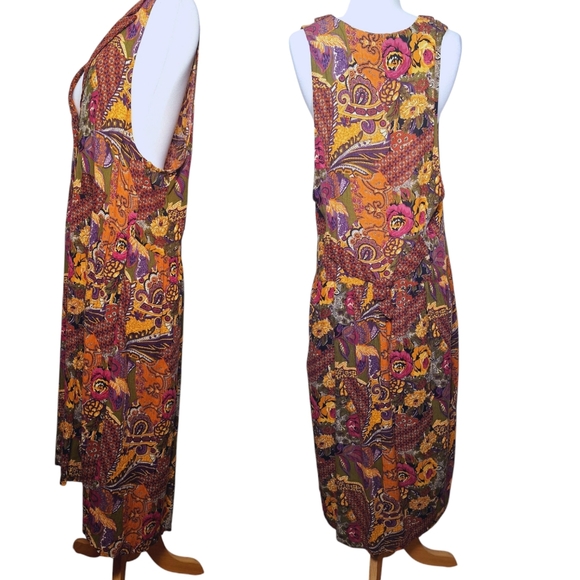 Vintage 80s Dawn Joy Cottagecore Midi Dress Womens XL 2XL Boho Floral Paisley - Picture 2 of 9